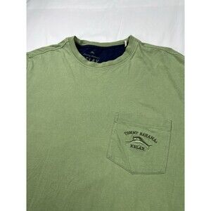 Tommy Bahama Relax Long Sleeve T-Shirt Men L Large Green Pima Cotton Pocket Tee
